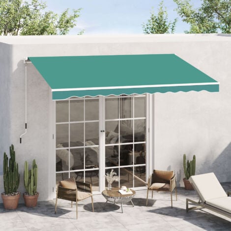 Outsunny Tenda da Sole Avvolgibile a Caduta Manuale, 3x2.5m Verde Scuro