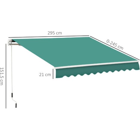 Outsunny Tenda da Sole Avvolgibile a Caduta Manuale, 3x2.5m Verde Scuro