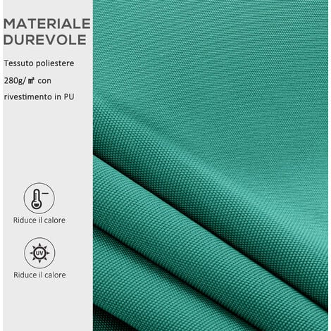 Outsunny Tenda da Sole Avvolgibile a Caduta Manuale, 3x2.5m Verde Scuro