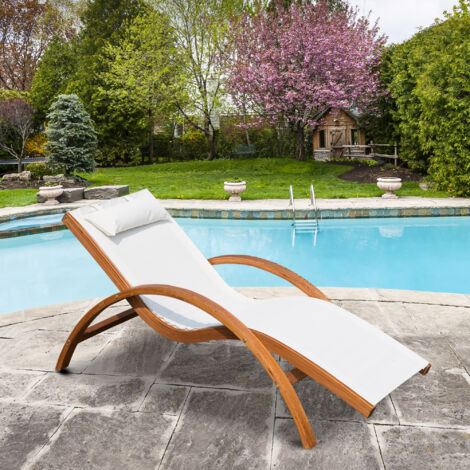 Outsunny Sdraio da Giardino Ergonomica con Poggiatesta Imbottito