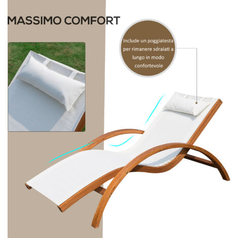 Outsunny Sdraio da Giardino Ergonomica con Poggiatesta Imbottito