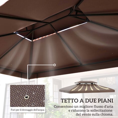 Outsunny Copertura per Gazebo da Giardino Anti-UV in Poliestere 3x4m