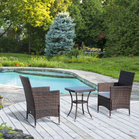 Outsunny Mobili da Giardino Rattan Set Tavolino e Sedie da Giardino