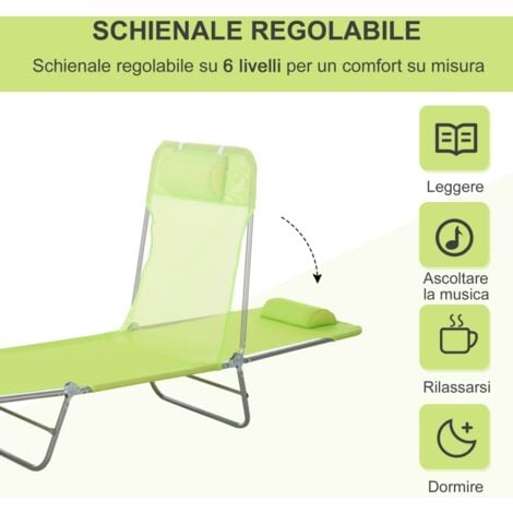 Outsunny Lettino Prendisole Pieghevole con Schienale Reclinabile