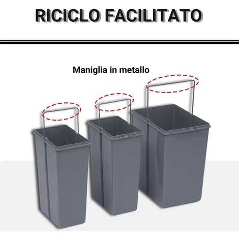 Bidone Per Raccolta Differenziata HOMCOM 45L - 3 Scomparti, Acciaio Inox, Pedale, Nero Per Cucina - Foto 6
