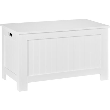 HOMCOM Panca Contenitore con Coperchio con Blocco di Sicurezza 81x40x46cm Bianco