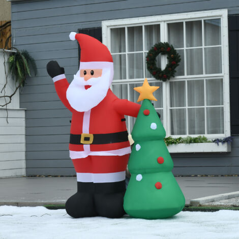 HOMCOM Babbo Natale Gonfiabile 150cm con Albero Luci a LED Integrate
