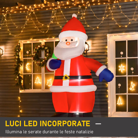 HOMCOM Babbo Natale Gonfiabile 150cm con Albero Luci a LED Integrate