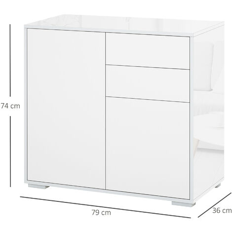 HOMCOM Mobile Moderno Multiuso 2 Armadietti e 2 Cassetti Apertura a Pressione