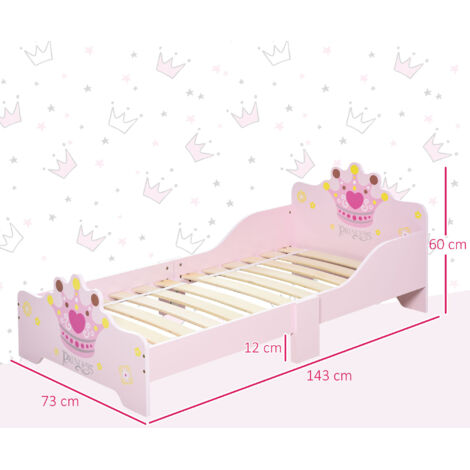 Letto Bambini HOMCOM Con Sponde 73x143cm - Rosa Con Corona - Foto 2