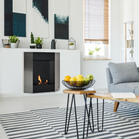 HOMCOM Biocamino da Parete con Serbatoio da 0.7L Copertura 20m² Acciaio