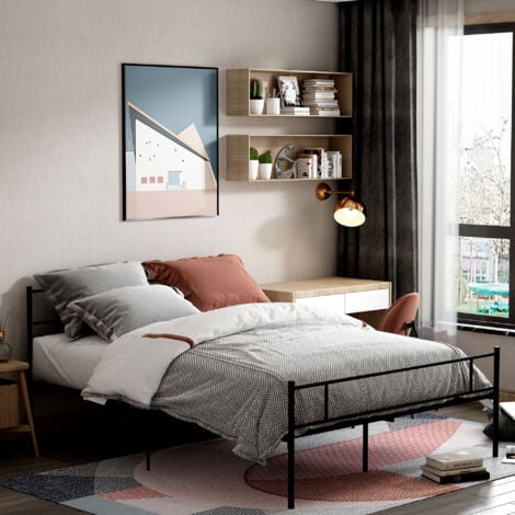 HOMCOM Struttura Letto Matrimoniale in Acciaio 165x211x100cm con Testiera