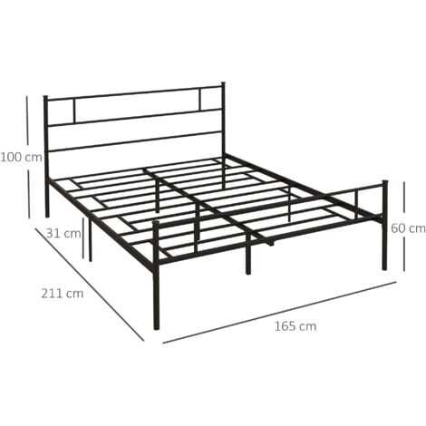 HOMCOM Struttura Letto Matrimoniale in Acciaio 165x211x100cm con Testiera