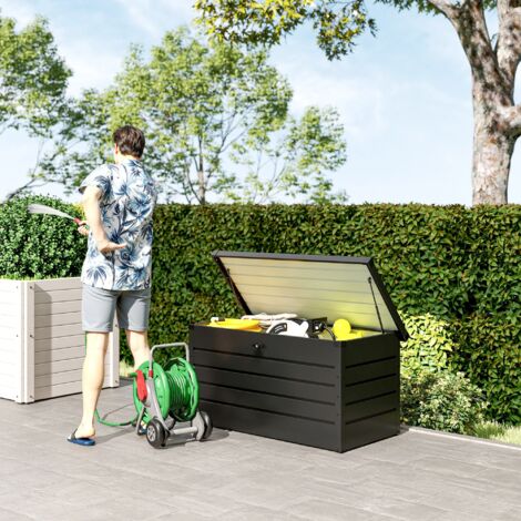 Baule Da Esterno Gardebruk 385L - Cassapanca In Metallo Con Coperchio E Lucchetto, Perfetto Per Giardino E Balcone - Foto 7