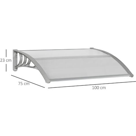 Outsunny Pensilina da Esterno 100x75cm in Policarbonato Anti-UV Porte Finestre