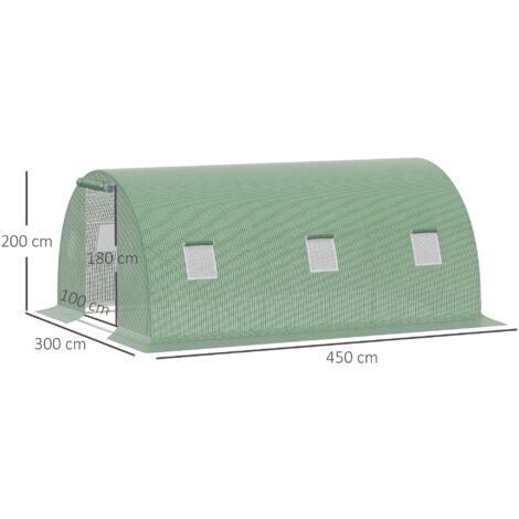 Outsunny Serra a Tunnel per Orto 4.5x3x2m con Copertura in PE e Finestre