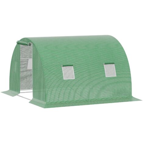 Outsunny Serra a Tunnel per Orto 3x3x2m con Copertura in PE e Finestre