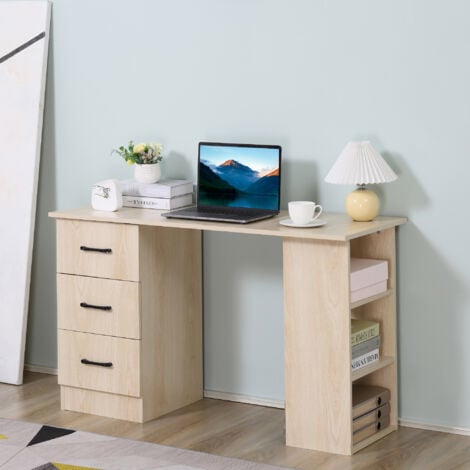 HOMCOM Scrivania PC con 3 Ripiani e 3 Cassetti in Legno Casa e Ufficio