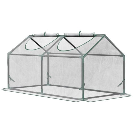 Outsunny Mini Serra da Giardino 2 Finestre Avvolgibili Copertura PVC
