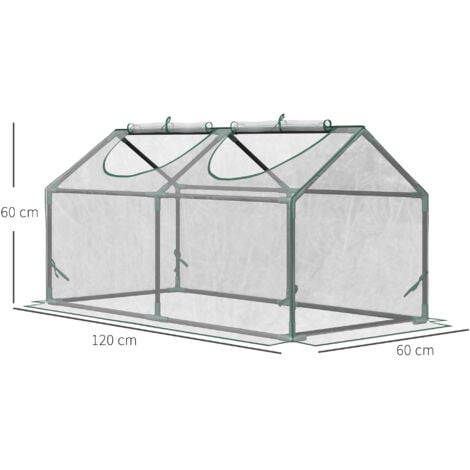 Outsunny Mini Serra da Giardino 2 Finestre Avvolgibili Copertura PVC