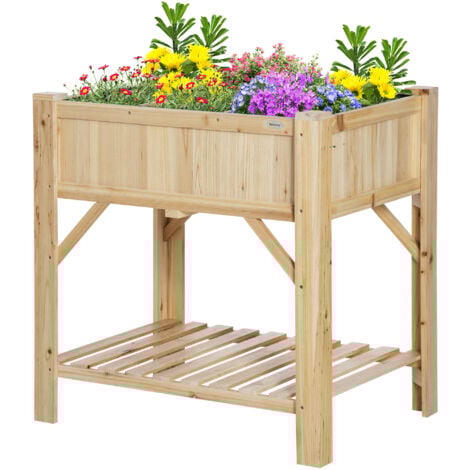 Outsunny Letto per Orto Rialzato in Legno di Abete con 6 Scomparti