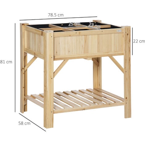 Outsunny Letto per Orto Rialzato in Legno di Abete con 6 Scomparti