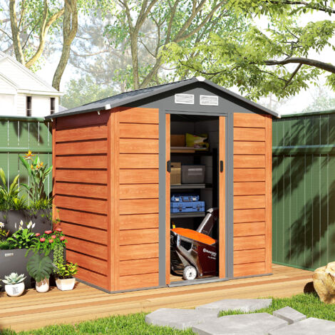 Casetta Da Giardino Outsunny In Acciaio 213x130x173cm - Doppia Porta Scorrevole, Verde - Foto 6