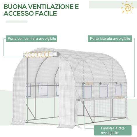 Outsunny Serra a Tunnel per Orto 3x2x2m in Acciaio Zincato e PE