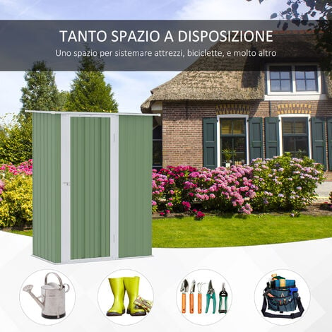 Il numero 1 del risparmio-CASETTA PORTA ATTREZZI DA GIARDINO IN ACCIAIO  ZINCATO VERDE 277 X 191 X 192 CM