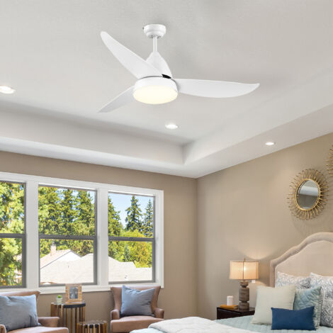 HOMCOM Ventilatore a Soffitto Luce LED 6 Velocità Telecomando Incluso Bianco