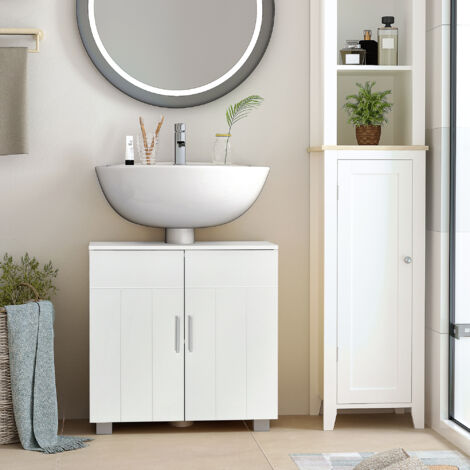 kleankin Mobile Bagno a U Sotto Lavabo Salvaspazio con Ripiano Interno  Bianco