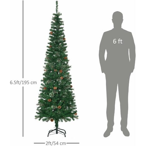 HOMCOM Albero di Natale Alto 195cm Realistico con Pigne Decorative e 556  Rami, Decorazione Natalizia per Interni, Verde