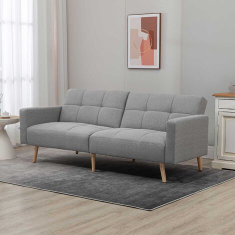 BIGSYY Divano Letto 4 In 1 Pieghevole In Lino Blu - Con Schienale Regolabile, Multifunzione Per Piccoli Spazi - 2