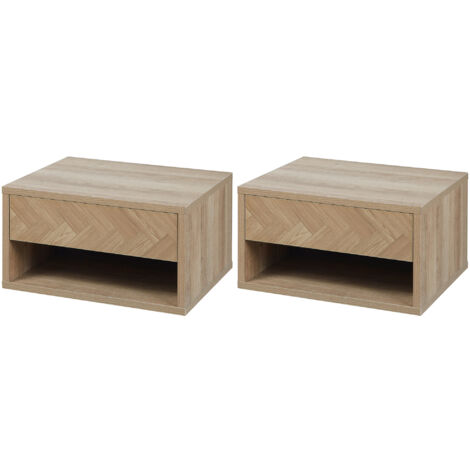 Set Di 2 Comodini A Parete IDMarket Hawkins: Design Industriale In Legno Scuro E Metallo Nero, 40x30x18 Cm - 2