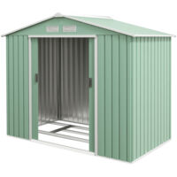 Outsunny Casetta Porta Utensili in Lamiera con Porte Scorrevoli Verde Chiaro