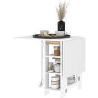 HOMCOM Tavolo Pieghevole per 4 Persone 2 Ribalte e Ripiani 120x60x75cm Bianco