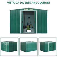 Outsunny Box Casetta da Giardino Ripostiglio per Attrezzi in Lamiera d’Acciaio, Verde, 246x192.5x177.5cm