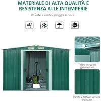Outsunny Box Casetta da Giardino Ripostiglio per Attrezzi in Lamiera d’Acciaio, Verde, 246x192.5x177.5cm