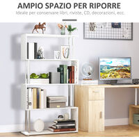 Homcom Libreria di Design Moderna 4 Ripiani, Bianco, 80x30x145cm