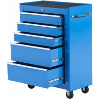 HOMCOM Carrello Porta Attrezzi con Ruote 5 Cassetti con Chiave Blu