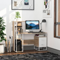 HOMCOM Scrivania per Computer Ufficio Porta PC con Scaffale 133 x 55 x 123cm