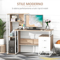HOMCOM Scrivania per Computer Ufficio Porta PC con Scaffale 133 x 55 x 123cm
