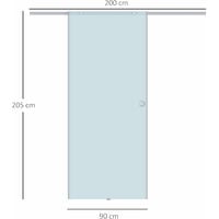 Homcom Porta Scorrevole in Vetro Smerigliato con Binario in Alluminio, 90x205x0.8cm
