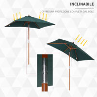 Ombrellone Da Giardino Outsunny 2x1.5m - Inclinabile, In Legno E Poliestere, Crema - Foto 11
