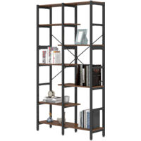 EASYCOMFORT Scaffale Libreria da Parete in Legno e Metallo Nero con 6  Ripiani Stile Industriale