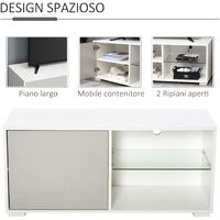 HOMCOM Mobile Porta TV fino a 42" Basso Design Moderno in Legno Bianco e Grigio