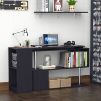 Girevole a 360 ° in Legno Regolabile Computer PC Scrivania per Laptop Scrivania ad Angolo Tavolo da Lavoro Grande con 4 Ruote e scaffali per Libri per lhome Office Bianca Scrivania a Forma di L 
