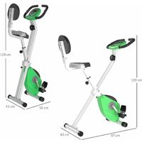 HOMCOM Cyclette Magnetica Pieghevole in Acciaio con Altezza e Intensità Regolabile, Schermo LCD, Verde