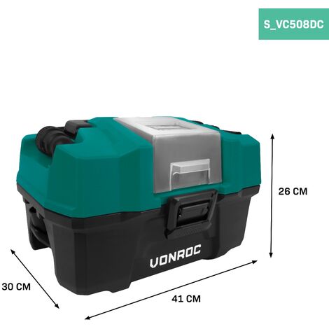 VONROC Potente aspirabriciole | Aspiratore portatile VPOWER 20V. Include  una batteria 4.0Ah, caricatore, contenitore da 0,5 litri, 3 ugelli ed