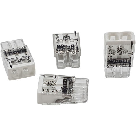 20 Stück Wago 2273-202 COMPACT-Verbindungsdosenklemme Ø 0,5-2,5 mm², 2-polig, transparent/weiß